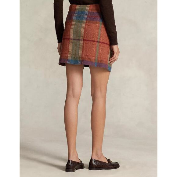 Polo Ralph Lauren Plaid Wool Tartan Plaid Fringe Mini Wrap Skirt 10 NWT $348 - Picture 4 of 6